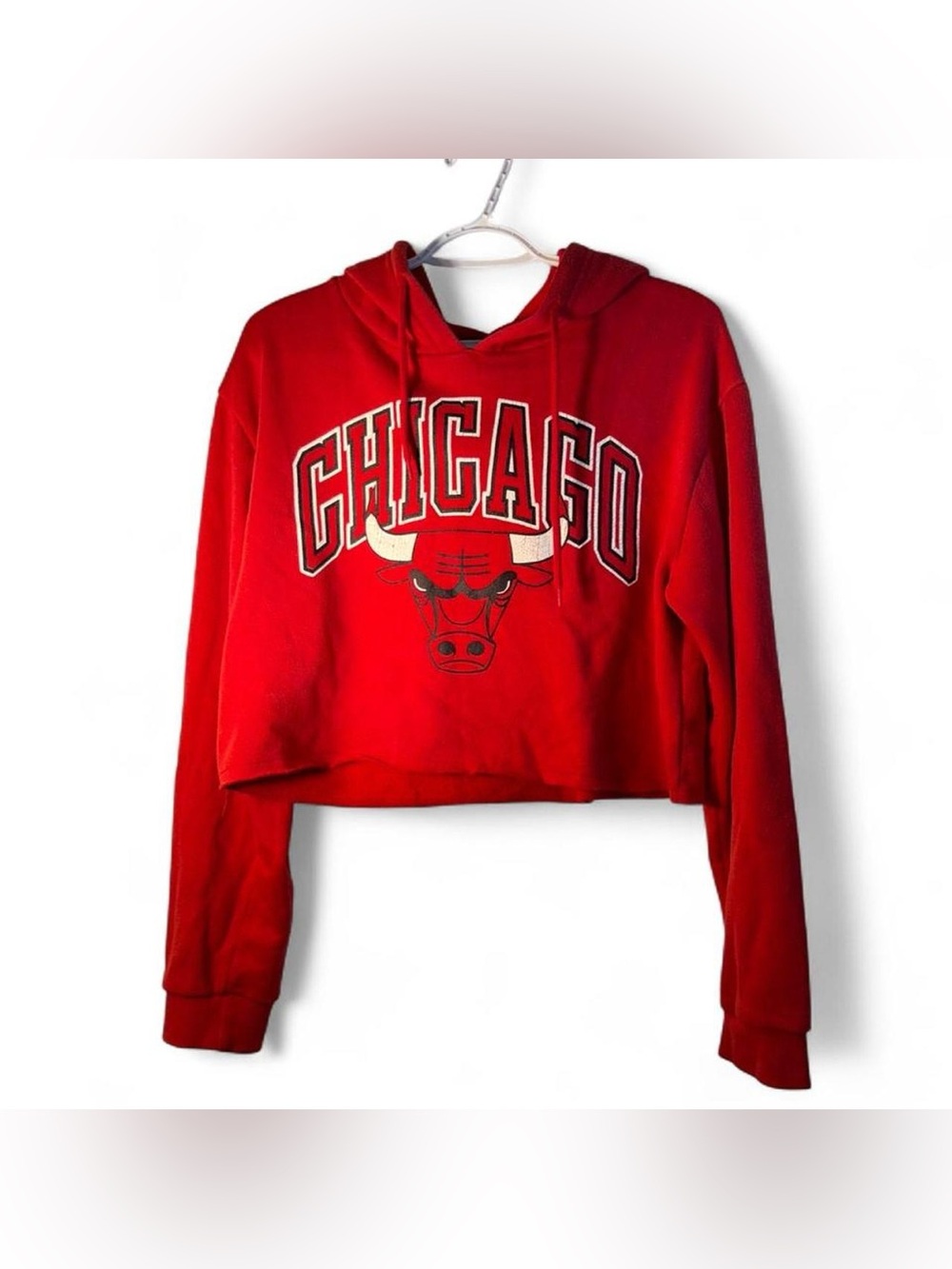 Unk Red Chicago Bulls Cropped Hoodie